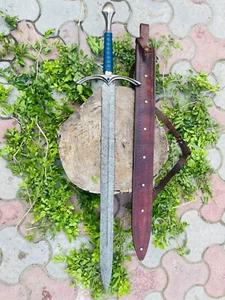 Custom Handmade Battle Ready Damascus Steel Viking Sword With Leather Sheath.. - Bild 1 von 7