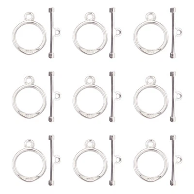 10Set Sterling Silver Toggle Clasps Ring Bracelet Connector Craft Jewelry Making - Image 1 of 4