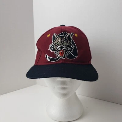 Vintage Chicago Wolves Fitted Hat Cap Sz 7 1/4 IHL AHL NHL Hockey Graf-X Script - Image 1 of 4