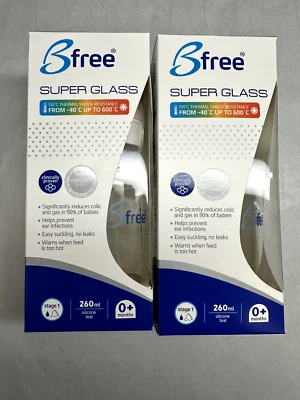 Bfree Borosilicate Super Glass BPA-Free Anti-Colic Bottle, 8.8 fl.oz NEW!! 2/pk - Image 1 of 4