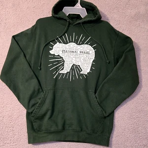 US National Parks List Bear Hoodie Sweatshirt - Men's Adult Small - Dark Green - Picture 1 of 12