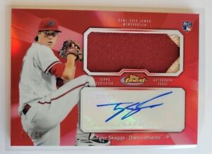 2013 Topps Finest Red Refractor Patch Rookie Autograph #AJR-TS Tyler Skaggs