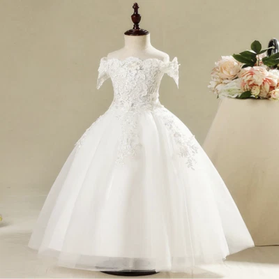 Цветок девочка платье причастия вечеринки выпускного вечера принцесса Pageant подружки невесты свадебное платье - Изображение 1 из 4