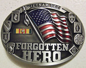 VIETNAM VETERAN BELT BUCKLE - FORGOTTEN HEROES - USA MILITARY VET