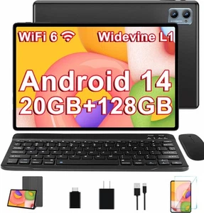 2025 Tablet 10 inch Android 14 Tablets with Keyboard Mouse, 20GB RAM 128GB RO... - Picture 1 of 7
