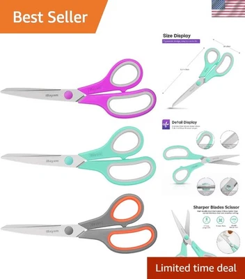 Versatile 3-Pack 8" Shears with Comfort-Grip Handles - Ideal for Crafting - Image 1 of 4