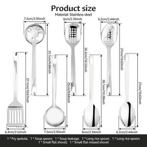 7Pcs Cooking Utensil Set Stainless Steel Kitchen Utensil Tool Set with stfuK - Picture 1 of 11