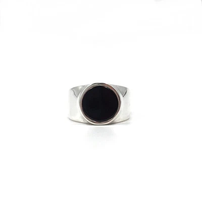 Anillo de plata de ley 925 de ónix negro para hombre anillo de banda sólido... - Imagen 1 de 4