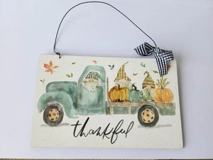 Primitives by Kathy Fall Gnome  Thankful Hanging Decor Sign NEW - Picture 1 of 3