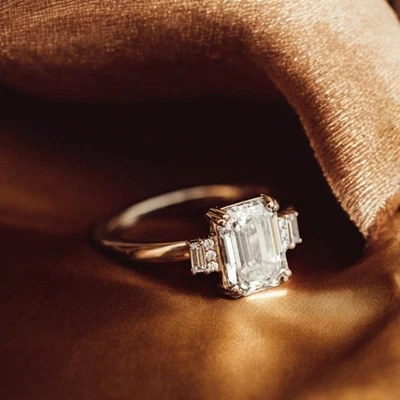 18k Yellow Gold Setting Ring Wedding Emerald 0.2 Carat Diamond Solid Semi Mount - Image 1 of 4