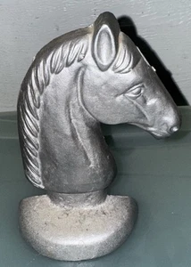 Vintage Chess Horse Head Pewter Book End or Paperweight or Doorstop 6" - Picture 1 of 5