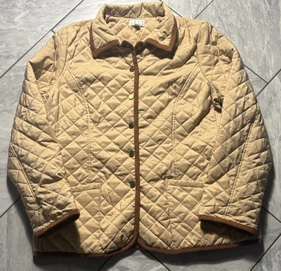 Chaqueta de Granero Joan Rivers Talla Edredón pequeño marrón tostado pana ribete botón/cuello EC Foto 1 de 3