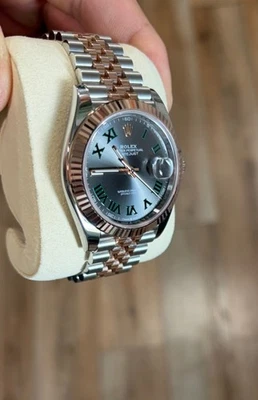 NUEVO 2025 Rolex Datejust 41 Wimbledon Oro Rosa Acero Jubileo JUEGO COMPLETO 126331 Foto 1 de 4