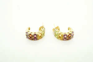 Estate Sale 14k Yellow Gold Multi-Color Drop/Dangle Earrings - Picture 1 of 4