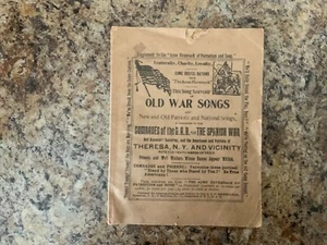 GAR & SAW Guerra Hispanoamericana LIBRO DE CANCIONES DE GUERRA ANTIGUA Siracusa NY - Imagen 1 de 9