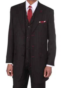 Men's Boss Classic PinStriped Suit With Vest Stripe Stitching M5903v - Picture 1 of 4