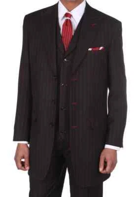  Men's Boss Classic PinStriped Suit With Vest  Stripe Stitching    M5903v - Image 1 of 3
