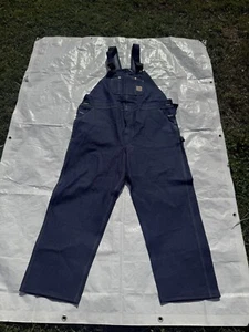 Men’s Carhartt Denim Overalls Bibs Dark Blue Workwear 50 X 32 NEW NOS Work - Picture 1 of 7