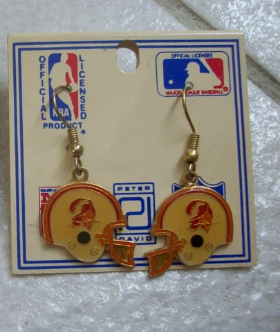 1980's Tampa Bay Buccaneers Dangle HELMET Earrings - Peter David - NEW Old Stock Cover