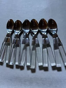 Lucite Flatware Clear Handle 12 Teaspoons Lifetime Cutlery Stainless vtg - Picture 1 of 1