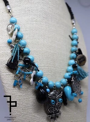 Collana in argento con pietre in turchese   Fatta a  Mano  - Immagine 1 di 3