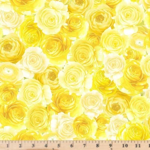 lemon Bouquet Packed Yellow Roses CD2458 Fabric Half Yard Continuous Cuts - Picture 1 of 1