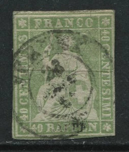 Switzerland 1854 40 rappen yellow green used - Picture 1 of 1