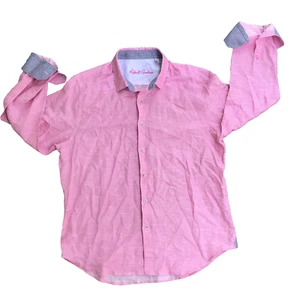 Robert Graham Classic Fit Shirt Pink Linen Cotton Blend Size XL Men Button Up - Picture 1 of 12
