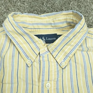 Ralph Lauren Button Shirt Men XL XLarge Yellow Blue Striped Pony Classic Fit EUC - Picture 1 of 21
