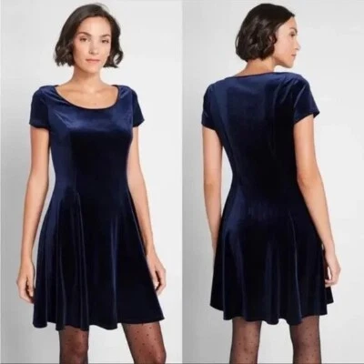 ModCloth Women's Medium Velvet Blue Dress - Image 1 of 4