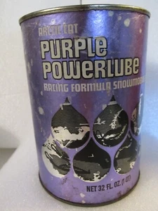 Vintage Original Arctic Cat Purple Powerlube Snowmobile Oil Can One Quart Full - Picture 1 of 8