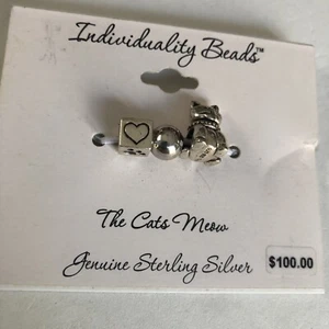 Katzenliebhaber Echt Sterlingsilber Charm Perlen 3er Set Slide Stil Armband - Bild 1 von 6