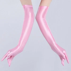 Women's Satin Glossy Long Gloves Opera Wedding Bridal Evening Party Prom Costume - Picture 1 of 15
