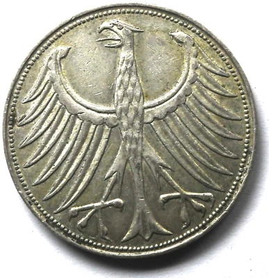 1951 J Germany - Federal Republic 5 Mark KM# 112.1 - Image 1 of 2