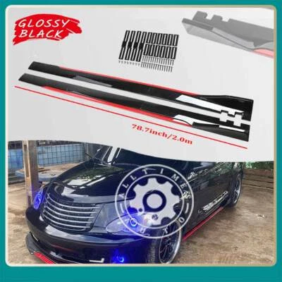 GLOSSY Black Red Line Side Skirt Lip Spoiler Splitter For Chrysler PT Cruiser US - Image 1 of 4