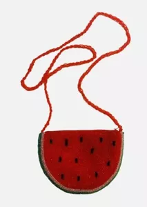 NUOVA borsa da sera rossa fatta a mano anguria design cerniera perline borsa - Foto 1 di 3