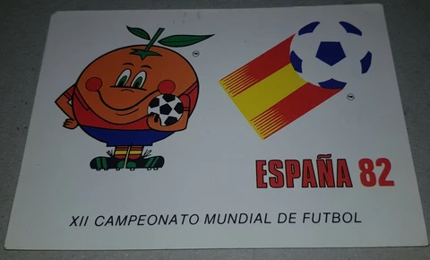 vintage FIFA SPAIN 1982 World Cup NARANJITO MASCOT Postcard Cover