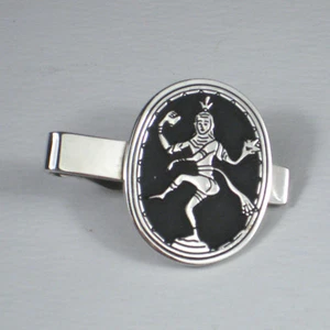 Swank Mens Tie Clip Silvertone Lord of Dance Nataraja Goddess Hindu Gray - Picture 1 of 4