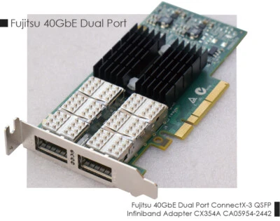 FUJITSU 40GbE DUAL PORT ConnectX-3 QSFP INFINIBAND CX354A CA05954-2442 PCIe V613 - Image 1 of 4
