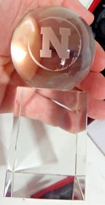 crystal trophy Nebraska football student award paper weight - Picture 1 of 3