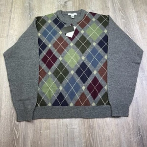 NWT Geoffrey Beene Mens 025/DK Gray Argyle Lambswool Pullover Sweater Size XXL - Picture 1 of 9