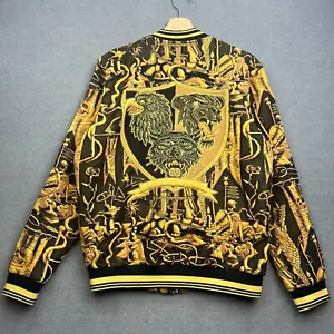 ZARA Jacket Men M Gold JACQUARD Bomber Skulls Magic Fantasy Eagle Tiger Varsity - Picture 1 of 10