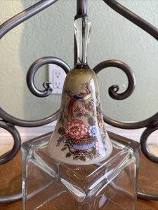 Topas Toskana Handarbeit und bemalt italienische Glocke Glas Pfau Blumen - Bild 1 von 4