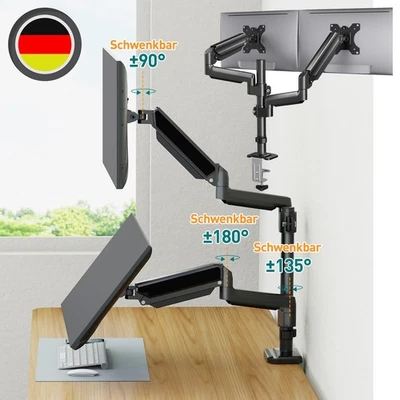 Gasdruckfeder Monitorhalterung 2 fach Monitor 13 – 32 Zoll schwenkbar neigbar - Bild 1 von 4