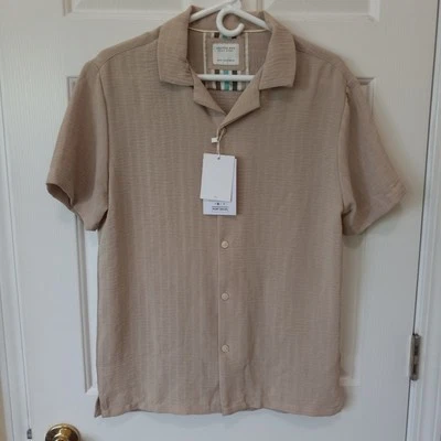 ¡NUEVO CON ETIQUETAS! CACTUS MAN Vicky Singh Hombres;s Beige Camisa Botón Informal Todos los Días Poliéster M Foto 1 de 4