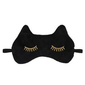 New Black Cat Kitten Gold Golden Eyelash Beauty Bedtime Sleep Mask - Picture 1 of 2