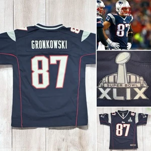 Nike Rob Gronkowski 87 New England Patriots Navy Jersey Youth L Super Bowl XLIX - Picture 1 of 14
