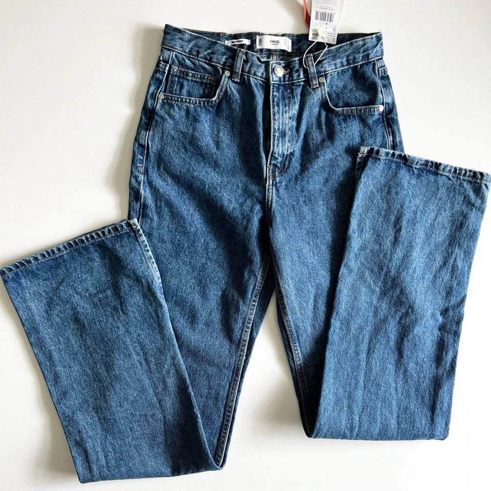 Pantalones de mezclilla Miranda cintura alta calce recto Mango MNG en azul abierto talla 4 nuevos con etiquetas Foto 1 de 4