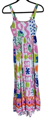Women's Paper Heart Colorful Floral Geometric Maxi Sundress Size XS Boho Artsy - Image 1 of 4