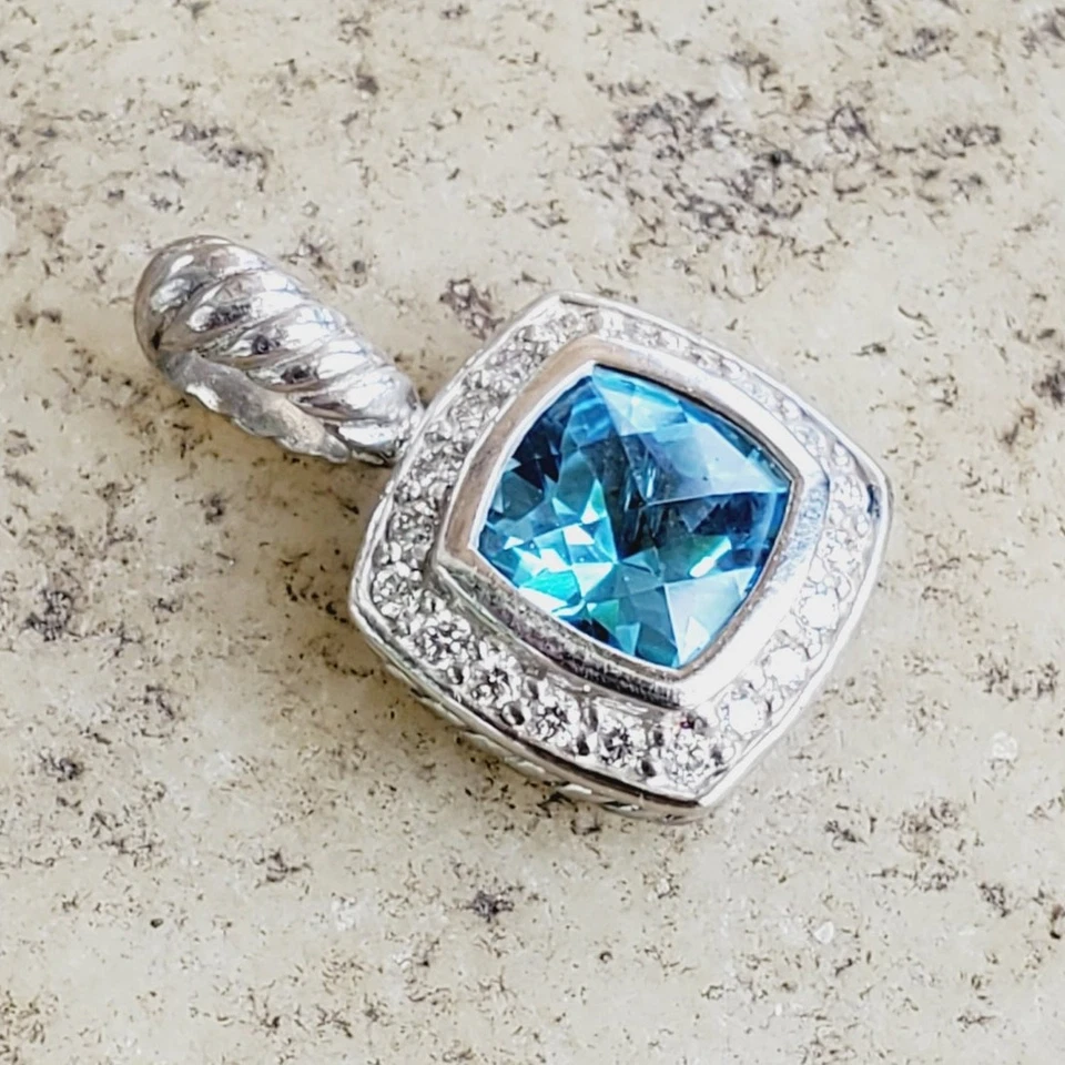 Colgante David Yurman Topacio Azul Diamantes Albión en Plata de Ley 925 Foto 1 de 4